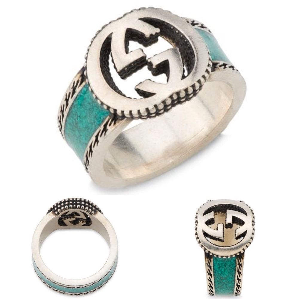 Gucci Interlocking G Turquoise Ring | Unisex | Brand New | Made in italy - Picture 2 of 5